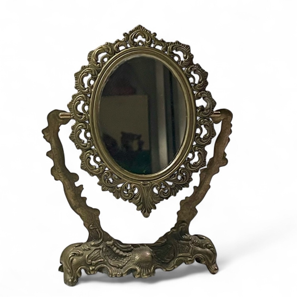 Vintage Ornate Hollywood Regency Vanity Table Top Mirror